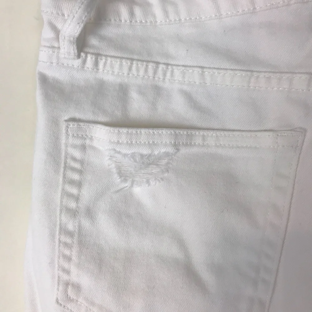 High Rise White denim raw edge cutoff shorts size6